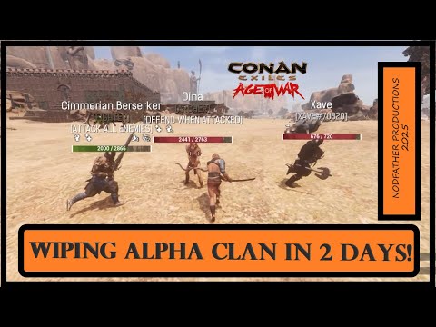 Wiping Alpha Clan in 2 Days! Part 2- Large PVP Fight vs 2 Clans- Conan Exiles- Official Server PVP