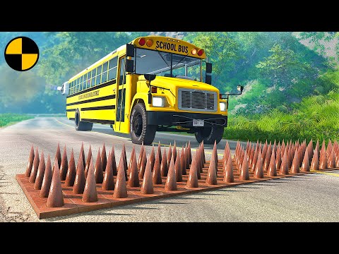 Cars vs Spikes Trap & Tire Service 😱 BeamNG.Drive