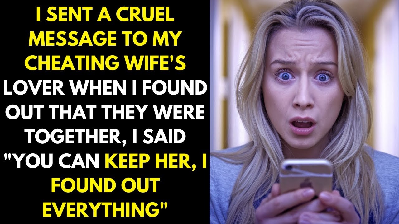 I sent a cruel message to my cheating wife's lover while they were together "you can have her"...