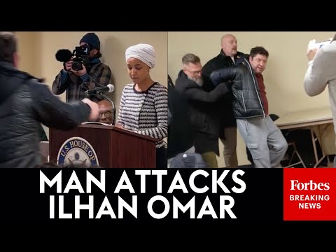 SHOCK MOMENT: Man Attacks Ilhan Omar At Town Hall With Unknown Liquid, Is Tackled And Captured