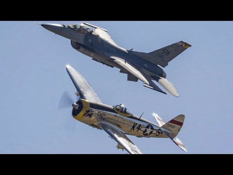 360 F-16 Demo Video - Heritage Flight with P-47 Thunderbolt - Planes of Fame 2019
