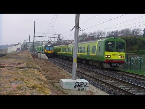 Irish Rail 29000 Commuter and 8500 Class Dart trains in Blackrock Station, Dublin