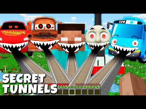 I found SECRET TUNNELS OF MCQUEEN EXE MATTER EXE HEROBRINE TOMAS EXE TAYO BUS IN MINECRAFT