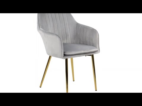 Jasnoszare krzesło wizytowe ze złotym stelażem cn9020  - [7936]