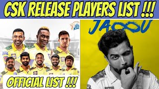 IPL 2023 : Csk Release Players List 🔥 Jadeja Not Leaving 💥