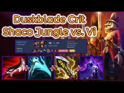 Duskblade Crit Shaco Diamond 1 Ranked - S13 [League of Legends] Full Gameplay - Infernal Shaco