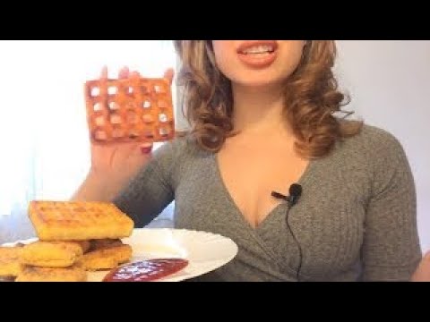 Chicken Nuggets & Potato Waffles (ASMR Eating Sounds - CRUNCHY)