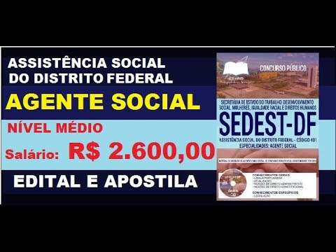 Edital Apostila Concurso SEDEST DF 2019 Assistência Social do DF Especialidade Agente Social