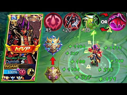 WHY DYRROTH IS THE KING OF LIFESTEAL USER WITH THIS BEST BUILD & EMBLEM | MYTHIC GLORY RANK MLBB