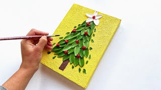 How to Paint a Christmas Tree with Texture paste | Texture Painting for Beginners Step By Step