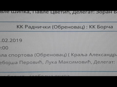 17.02.2019. 1MRL Radnički O. vs Borča uživo