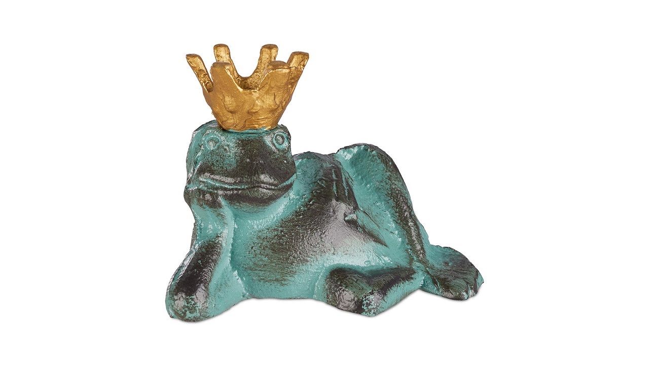 relaxdays Figure décorative Roi Grenouille M Fonte