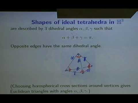 Craig Hodgson (University of Melbourne) / Hyperbolic structures from angle structures
