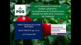 Points critiques en serriculture biologique