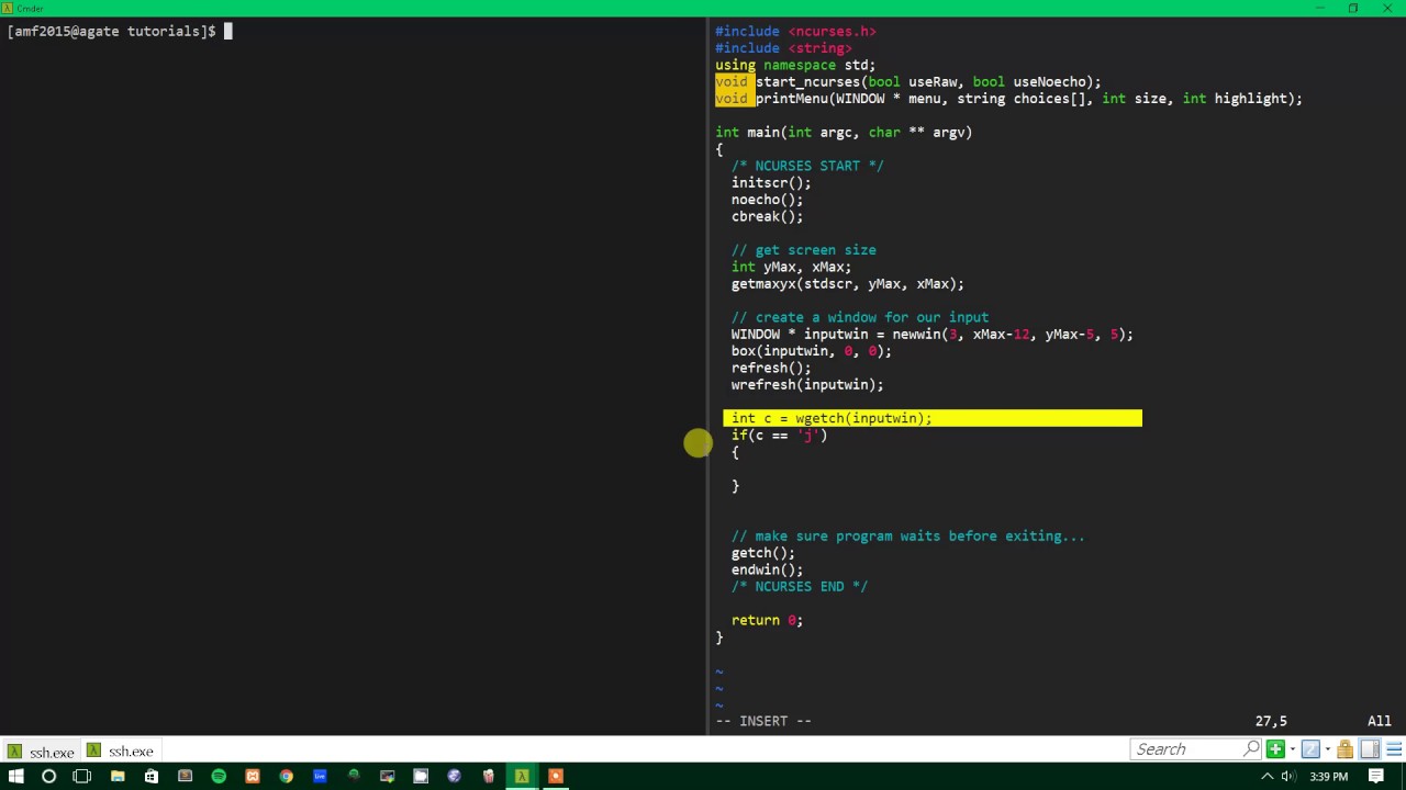 Ncurses Tutorial 6 - Working with User Input