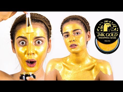 Корейская маска для лица из чистого золота 😲 Золотая маска 24K GOLD WRAPPING MASK 🌴 POLI NA PALME