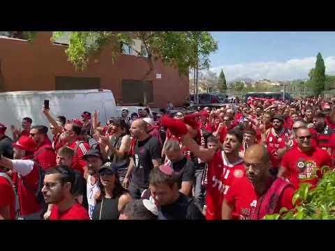 Hapoel Jerusalem fans going absolutely CRAZY before match vs Tenerife Champions League