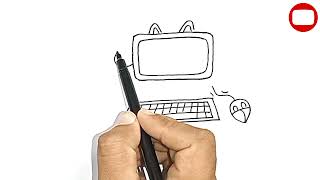 Step-by-Step Guide: How to Draw a Computer for Beginners #ComputerDrawing