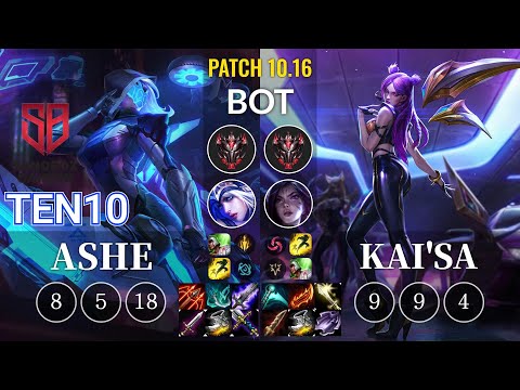 SB Ten10 Ashe vs Kai'Sa Bot - KR Patch 10.16