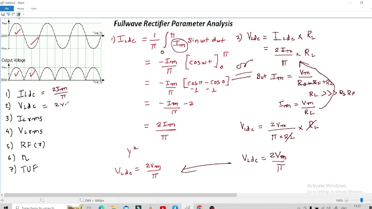 Full Wave Rectifier Parameter Analysis Part-I