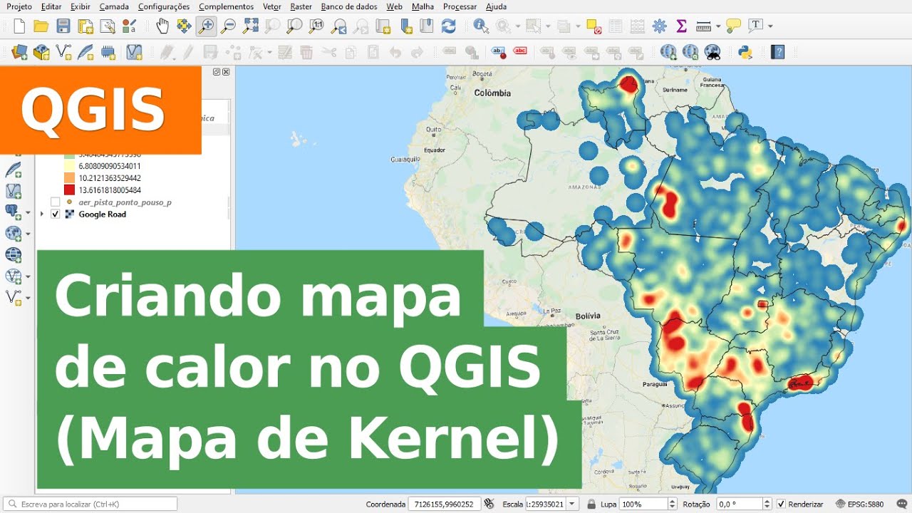Criando mapa de calor no QGIS (mapa de densidade de kernel)
