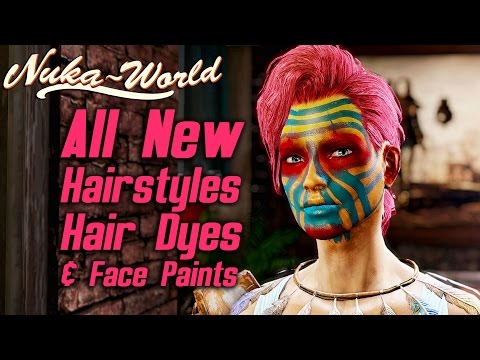Fallout 4 Nuka-World DLC - All New Hairstyles, Hair Dyes & Face Paint Colors Showcase