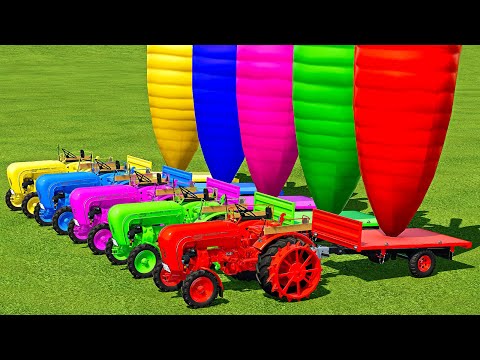 LOAD AND TRANSPORT GIANT CARROTS WITH MINI PORSCHE TRACTORS - Farming Simulator 22