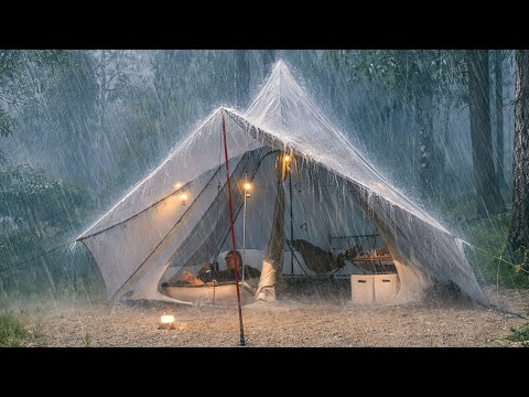 CAMPING IN THE HEAVY RAIN & THUNDERSTROM‼️SOLO CAMPING IN THE WATER OVERFLOWS DUE TO HEAVY RAIN⛈️