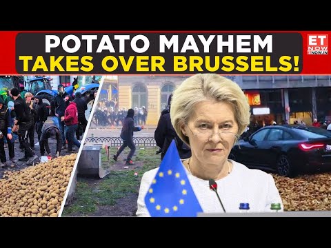Brussels In Chaos: Farmers Revolt, Streets Buried Under Mountains of Potatoes! | World News