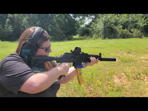 Megan bump firing the PSA AKV with a rugged obsidian 9 suppressor and alg ultimate trigger