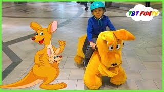 GIANT Plush Kangaroo Ride at the Mall | Skip To My Lou Nursery Rhymes Songs | Fun Kids Rides