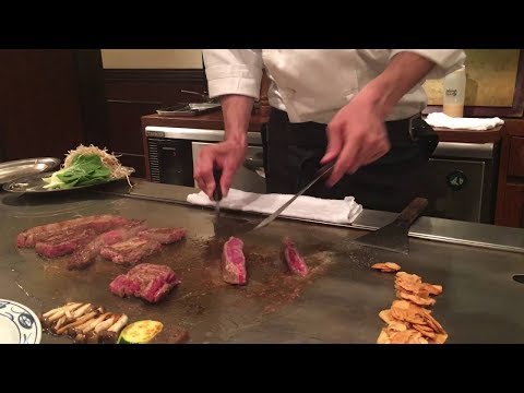 Japan travel - Lobster, Kobe beef and Chef in a Japanese restaurant