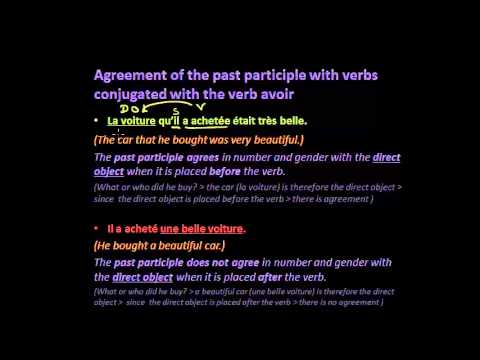 Agreement of the past participle with verbs conjugated with the verb avoir
