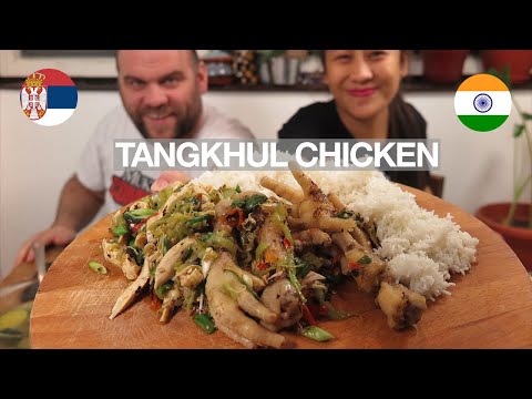 MUKBANG TANGKHUL SPICY CHICKEN SALAD/SPICY CHICKEN FEET/DAL/BOILED VEGGIES/TANGKHUL RECIPE