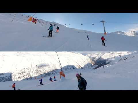 Obergurgl, Austria Skiing from Roskarbahn on red 12 to Top-Express lift