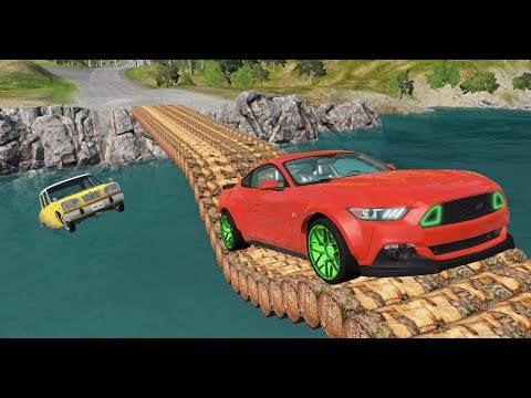 Cars vs Log Bridge with Reverse Speed Bumps 😱 BeamNG. Drive