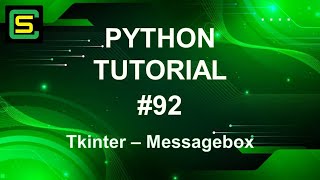 Python Tutorial #92 – Tkinter – Messagebox