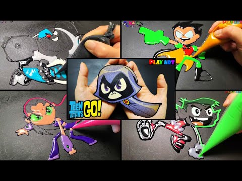 Teen Titans Go! Pancake art-Cyborg, Starfire, Robin, Raven, Beast boy, Pancake  art challenge