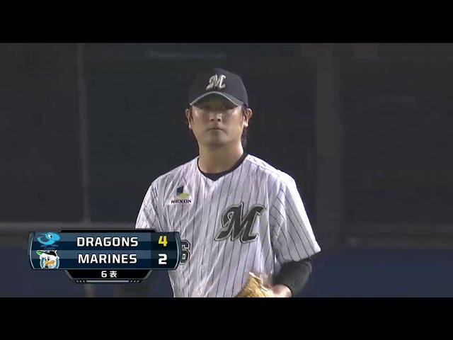 6回表 マリーンズ涌井 二死から連続四球でピンチを招いて勝ち越し打を許す!! 2014/6/3 M-D