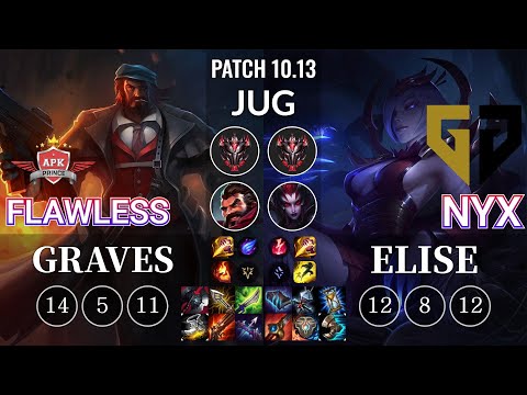 APK Flawless Graves vs GEN Nyx Elise Jungle - KR Patch 10.13