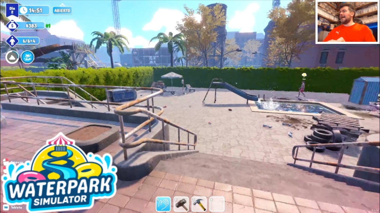 WATERPARK SIMULATOR, montamos nuestro propio PARQUE ACUÁTICO 🏊 Gameplay en Español (PC Steam)