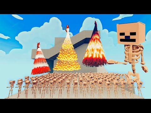 100x SKELETON MINECRAFT + 1x GIANT vs 4x EVERY GOD   Totally Accurate Battle Simulator TABS