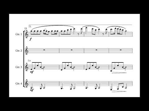 "Matty Groves" arranged for guitar quartet (SCORE VIDEO)