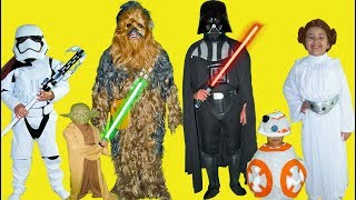 Star Wars Trying On 30 Costumes for Whole Family | Halloween Costumes and Toys