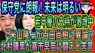 【日本保守党】に朗報！若年層の支持激増中／北村晴男が高市早苗に闘えと叱咤／百田尚樹に米山隆一が異論？