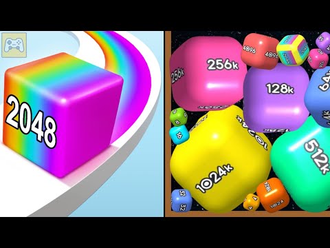 Jelly Run 2048 vs Merge Cube 2048 ✦ ASMR Gameplay Android iOS • 2048 Number Merge Drop Games