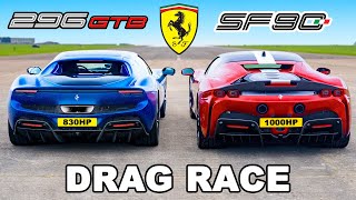 [carwow] Ferrari 296 GTB v Ferrari SF90: DRAG RACE