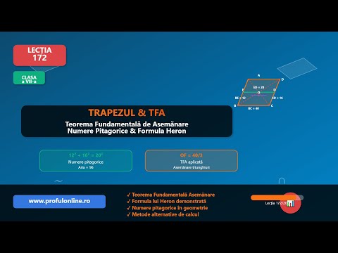 Lectia 172 - Trapezul și Teorema Fundamentală - De la asemănare la formula lui Heron