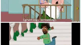 family guy peter and bobby mcferrin fall down the stairs