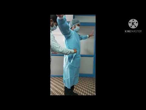 Blue disposable surgical gown